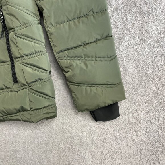 NEW Nautica Women's Size L Olive Green Quilted Puffer Jacket W/ Faux Fur Hood - Picture 9 of 11
